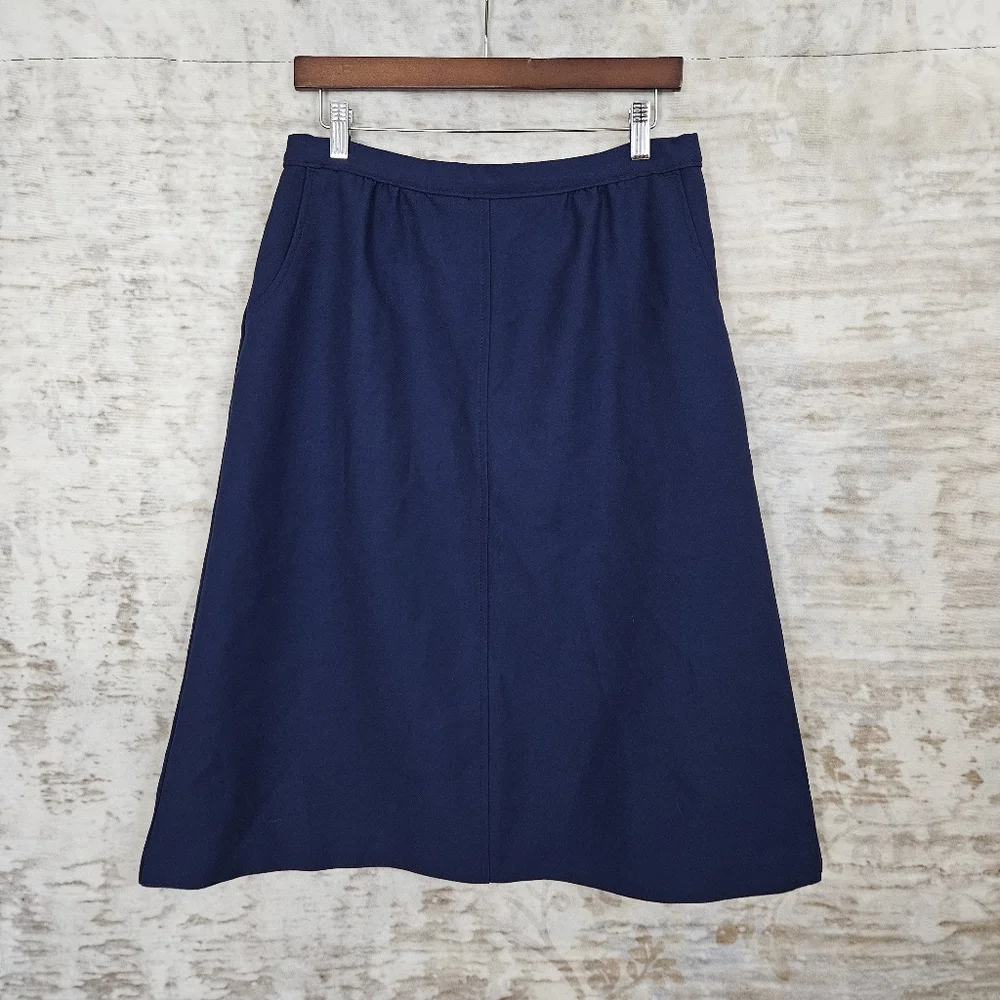 Vintage Levis Navy Blue Skirt M A-Line Levi Strauss & Co Levis Midi Office 80s